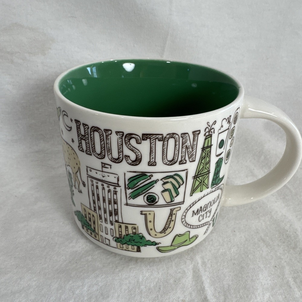 Starbucks Houston Been There Series Mug Cup 2018 White/Green Multicolor 14 Oz